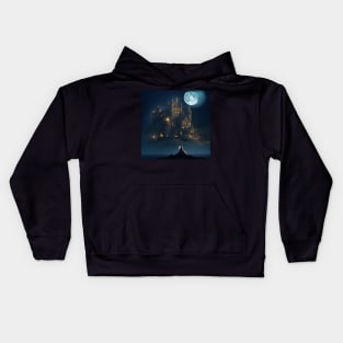 Gothic Castle in the Moonlight Kids Hoodie